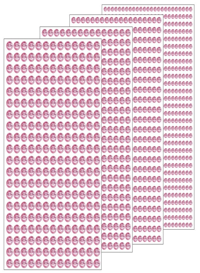 Jacnkb 1799 Pcs 4 Sheets Rhinestone Stickers 3/4/5/6 mm Self Adhesive Rhinestones Gems for Face Eyes Makeup Hair Body (pink-3/4/5/6mm) - Image 1